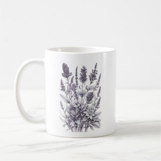 Caneca De Café Flores Pretas e Brancas