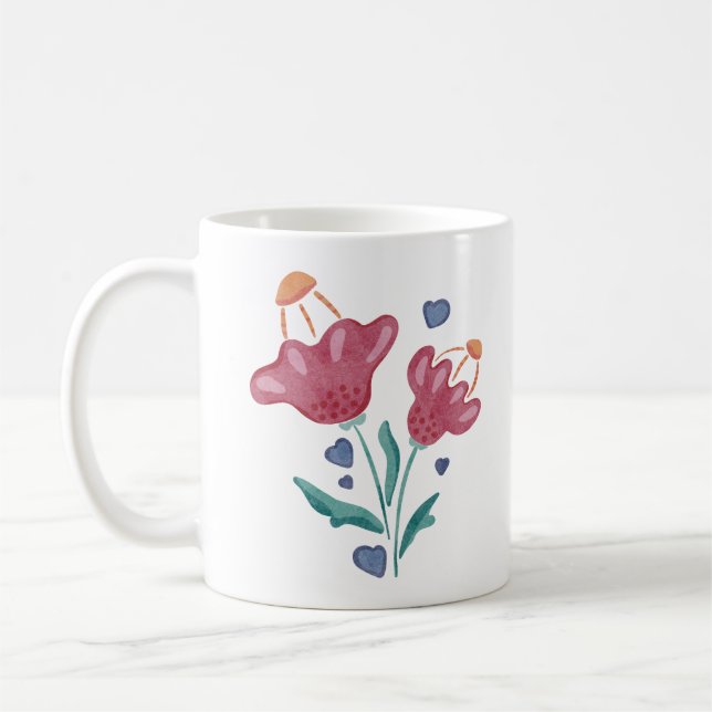 Caneca De Café Flores Psicodélicas Adoráveis (Esquerda)