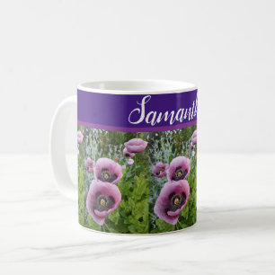 Caneca De Café Flores Púrpuras cor-de-rosa Poppies florais
