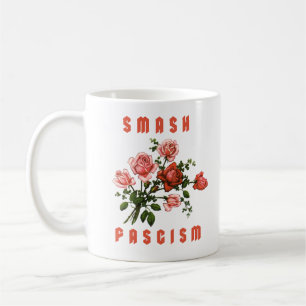 Caneca De Café Flores Retro - Esmague o Fascismo