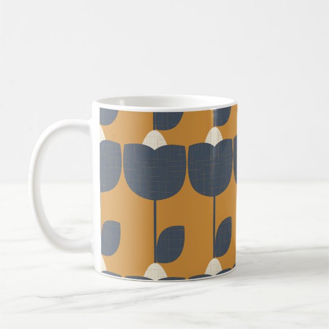 Caneca De Café Flores Retro Modernas: Geométrica Escandinava. (Esquerda)