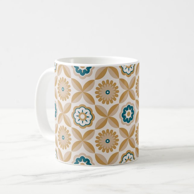 Caneca De Café Flores retrógradas Douradas (Frente Esquerda)