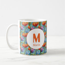 Caneca De Café Flores Românticas de Primavera Girly Personalizada