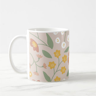 Caneca De Café Flores Românticas Floral Boho Cute Cor Pastel