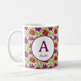Caneca De Café Flores Românticas Personalizadas de Primavera Femi