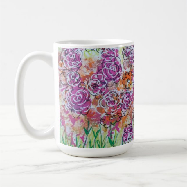 Caneca De Café Flores Rosa (Esquerda)
