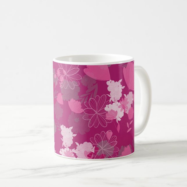 Caneca De Café flores rosa (Frente Esquerda)