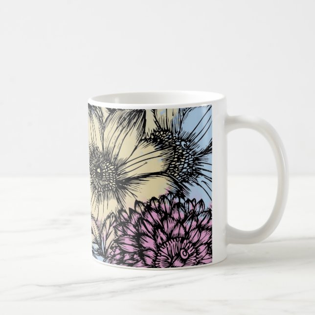 Caneca De Café Flores rosa, azuis e amarelas (Direita)