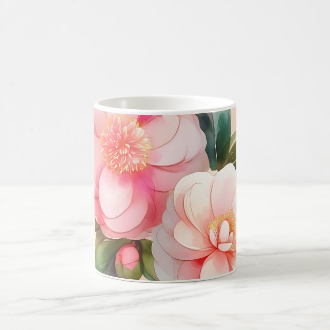 Caneca De Café Flores Rosa Camellia (Centro)