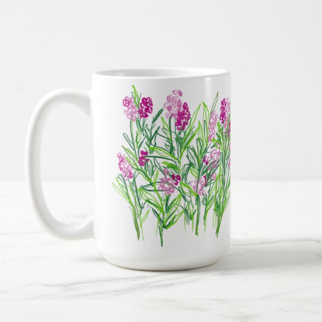 Caneca De Café Flores Rosa Design de Jardim (Esquerda)