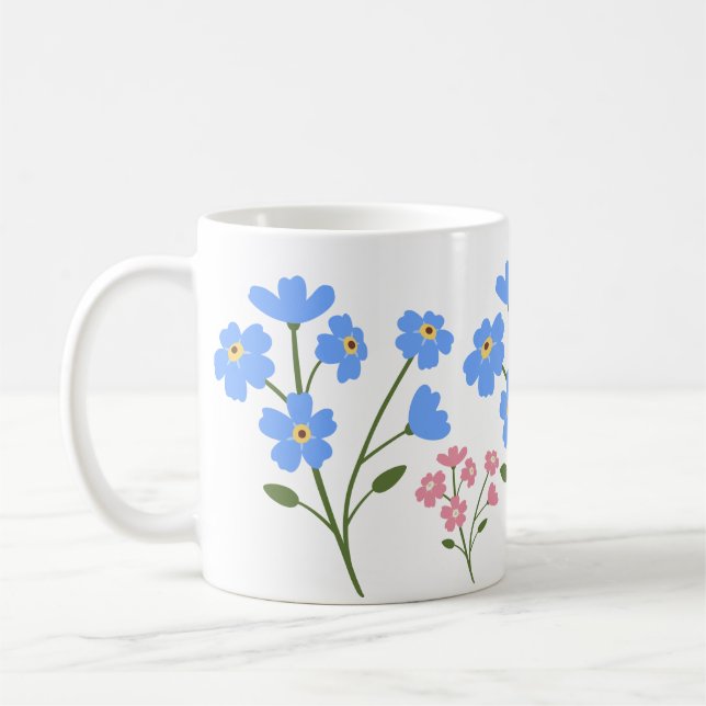 Caneca De Café flores rosa e azuis (Esquerda)