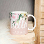 Caneca De Café Flores Rosa Moderno Pastel Alô E Você Chama<br><div class="desc">Flores Rosa Moderno Pastel Alô E Você Chama</div>