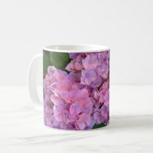 Caneca De Café Flores rosa pastel Hortensia hydrangea