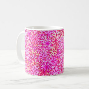 Caneca De Café flores rosa, pêssego, orquídea e coral