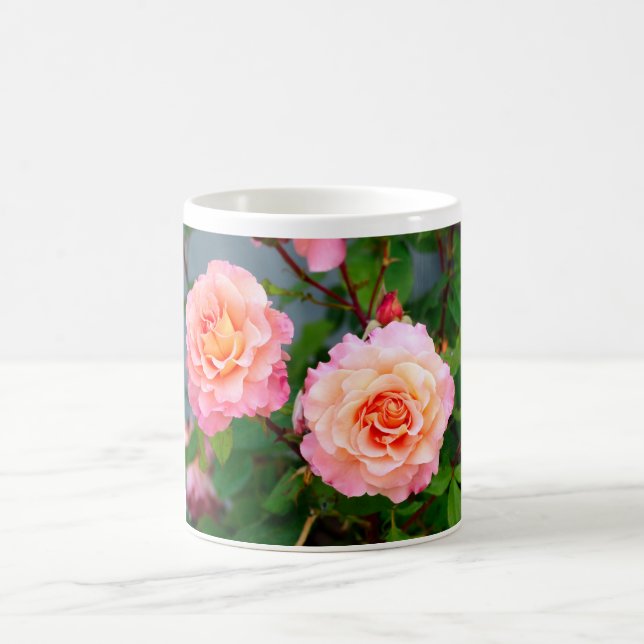 Caneca De Café Flores rosa rosa rosa rosa num cartão postal de ja (Centro)