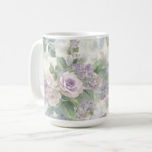 Caneca De Café Flores Rosa Roxo Românticas
