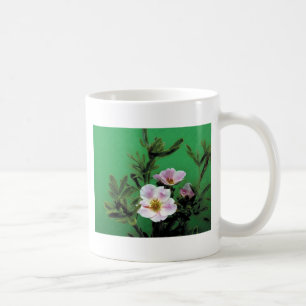 Caneca De Café flores rosa silvestre, cor-de-rosa, a verde, Elega