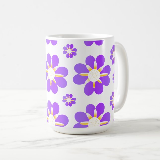 Caneca De Café Flores Roxas (Frente Esquerda)