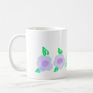 Caneca De Café Flores Roxas De Diversão De Aquarela