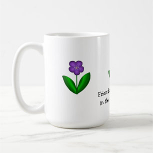 Caneca De Café Flores Roxas de Primavera com Mensagem de Amizade