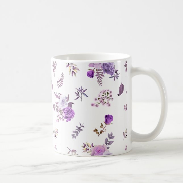 Caneca De Café Flores roxas em (Direita)
