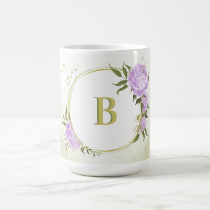 Caneca De Café flores roxas lilás românticas vegetação casamento