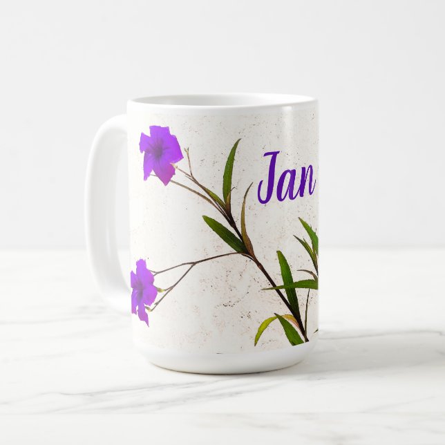Caneca De Café Flores roxas na brisa (Frente Esquerda)