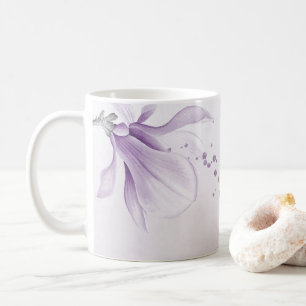 Caneca De Café flores roxas românticas botânico