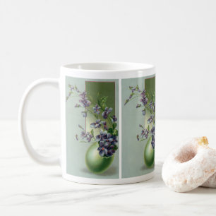 Caneca De Café Flores Roxas Vintage em Flor numa Ovo de Páscoa