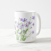 Flores Selvagens Azuis Elegantes Mug