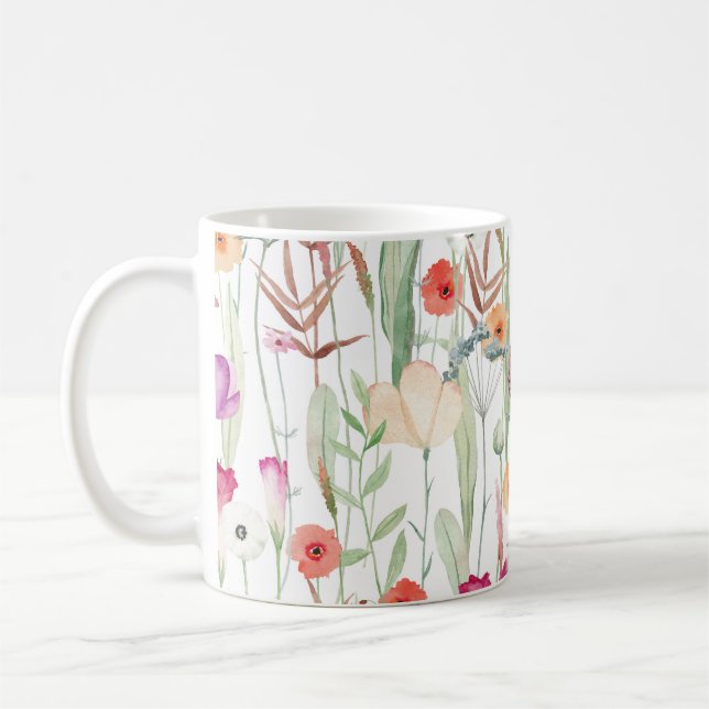 Caneca De Café Flores Selvagens Design sem água (Esquerda)
