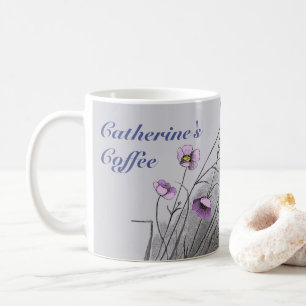 Caneca De Café Flores selvagens e borboletas