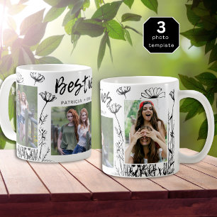 Caneca De Café Flores Selvagens Gastas 3 Besidades De Colagem De 