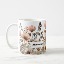 Caneca De Café Flores Selvagens Rosa bonito