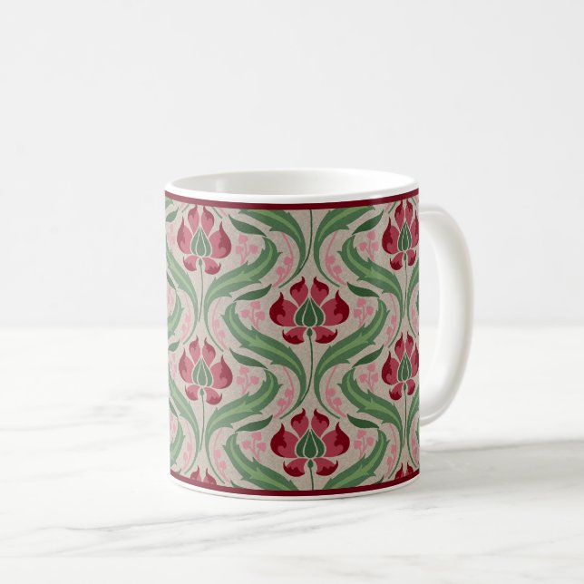 Caneca De Café Flores Selvagens Rosa Damask Coffee Mug (Frente Esquerda)