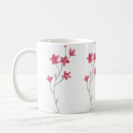 Caneca De Café Flores Selvagens Rosa Pintadas À Mão Bastante