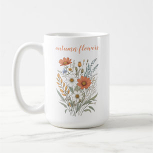 Caneca De Café Flores Selvagens Simples Aquarela Laranja Suave