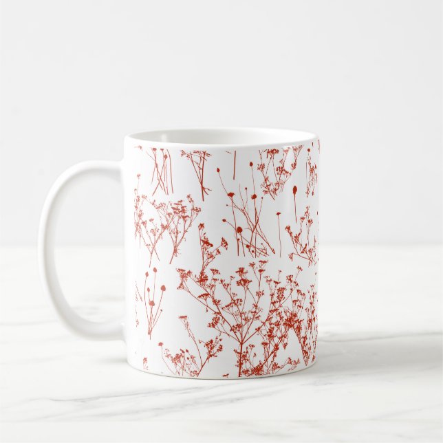 Caneca De Café Flores silvestres Abstrato Vermelhas Modernas em B (Esquerda)