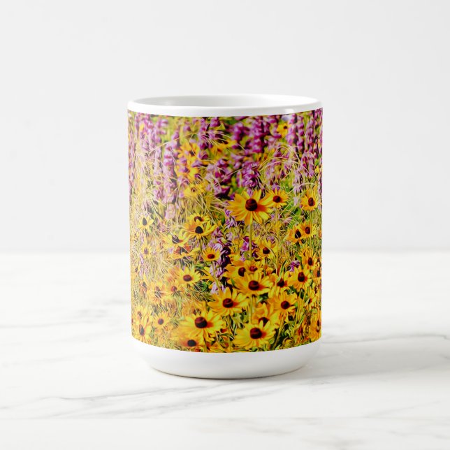 Caneca De Café Flores silvestres amarelas e púrpuras (Centro)
