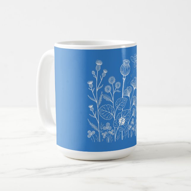 Caneca De Café Flores Silvestres Botânicas (Frente Esquerda)