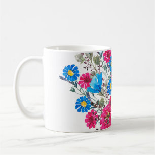Caneca De Café Flores silvestres brilhantes de aquarelas