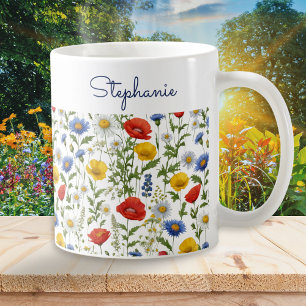 Caneca De Café Flores Silvestres Coloridas Lindas Flores Personal