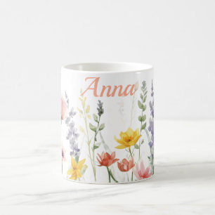 Caneca De Café Flores silvestres de cor pastel
