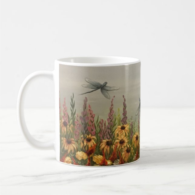 Caneca De Café flores silvestres e libélula (Esquerda)