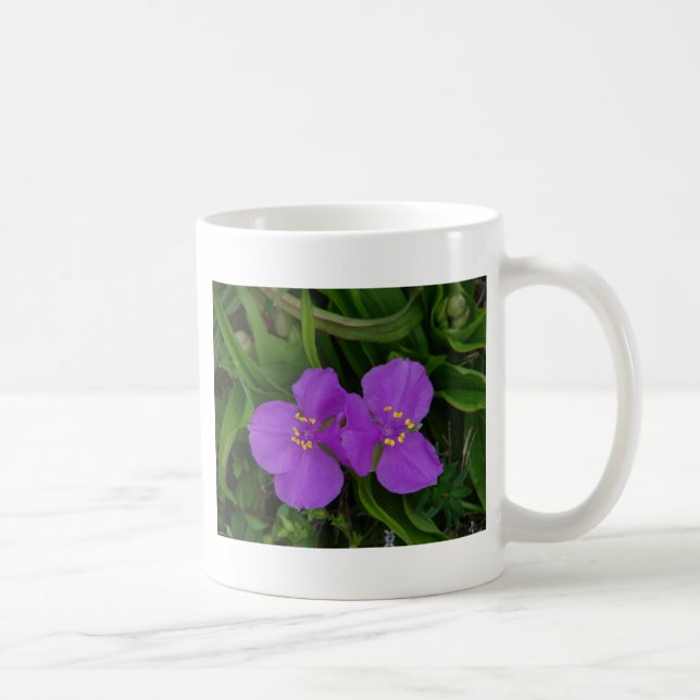 Caneca De Café Flores silvestres Fachsia Spiderwort Primaveras Qu (Direita)