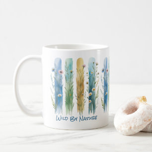 Caneca De Café Flores Silvestres Personalizadas Pincelada Azul Ve