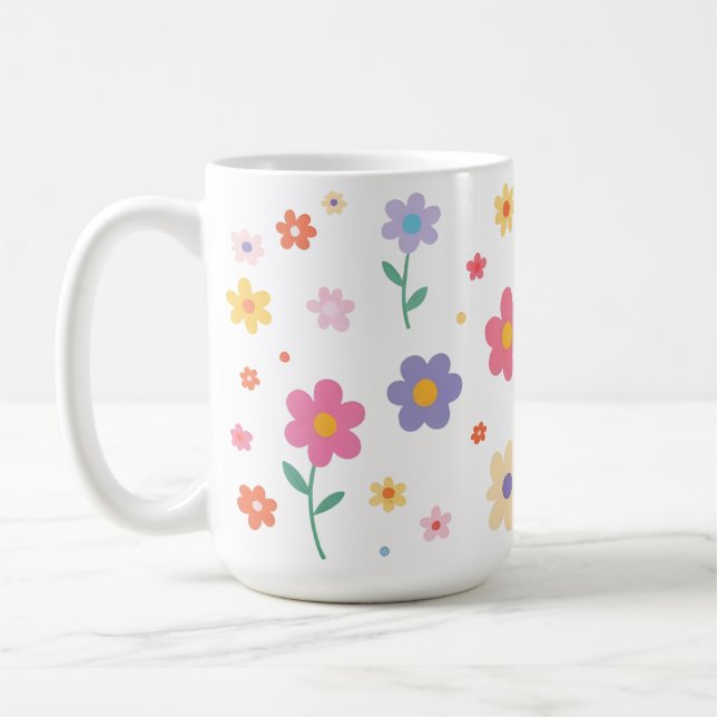 Caneca De Café Flores Simples (Esquerda)