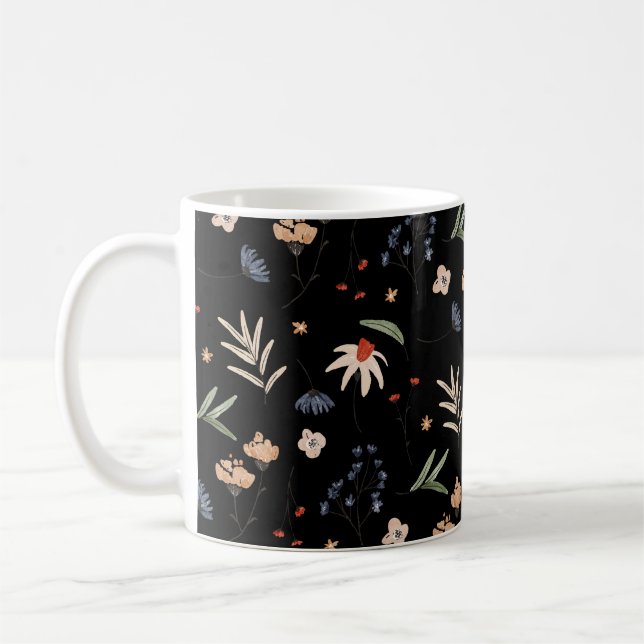 Caneca De Café Flores simples em aquarela 1 (Esquerda)
