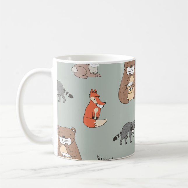 Caneca De Café Flores tropicais artísticas, sem costura. (Esquerda)