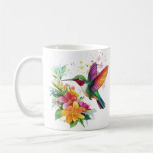 Caneca De Café Flores Tropicais De Hummingbird
